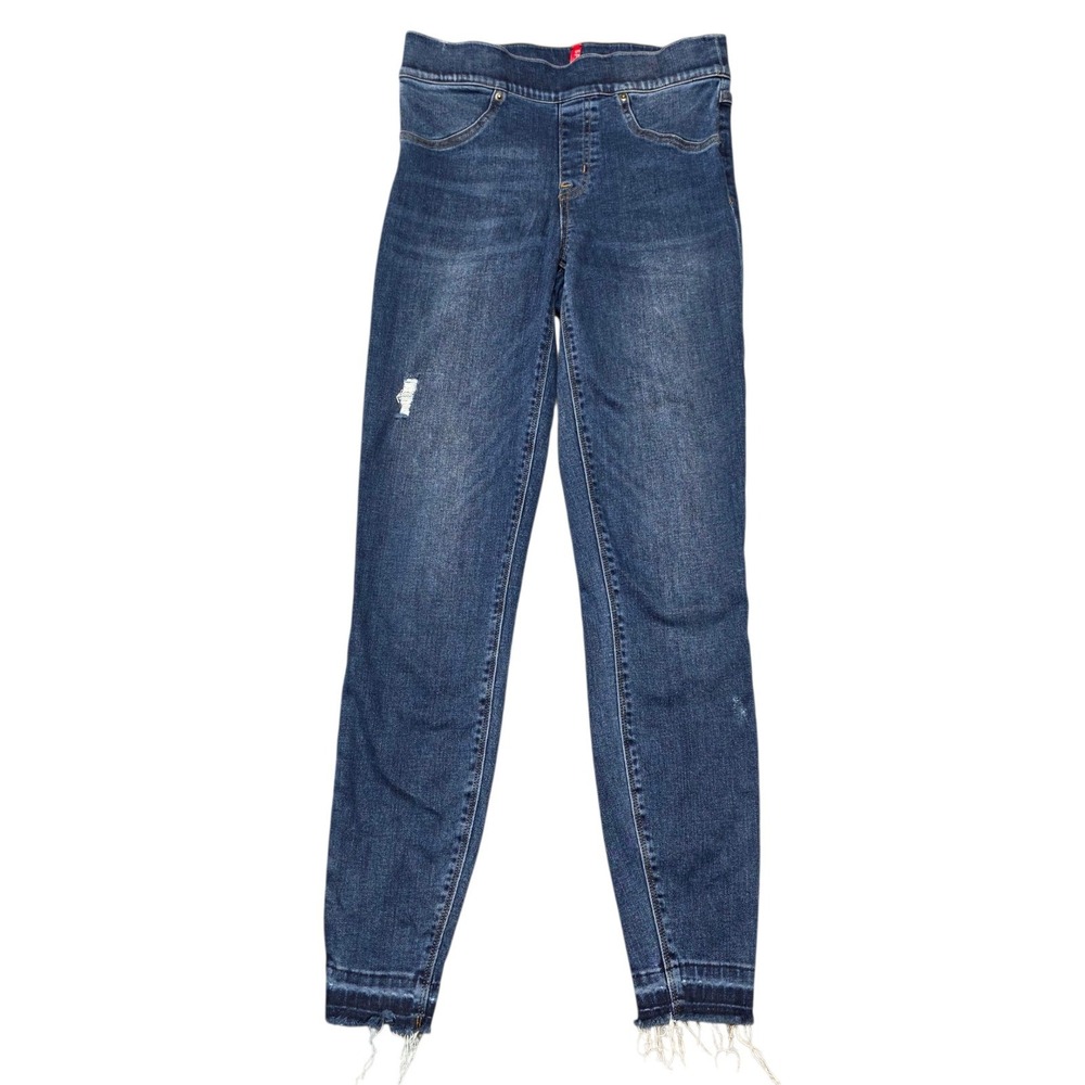 SPANX Distressed Hem Jeggings Pull On Denim Jeans Dark Wash S Small
